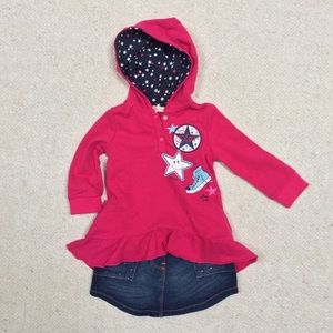 Hoodie and denim mini skirt set for baby!